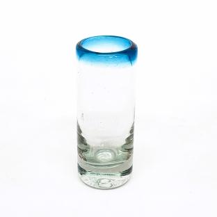  / Aqua Blue Rim 2 oz Tequila Shot Glasses (set of 6)